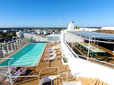 a balcony of a cruise ship with a swimming pool at Penthouse Miami by Algarve Vacation in Albufeira