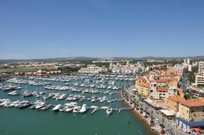 an aerial view of a harbor with boats at Apartment with 1 Bedroom L in Albufeira