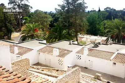 a view of the roofs of white houses at Balaia Gardens, jardins da Balaia in Albufeira