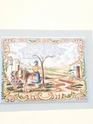 a painting of a man riding a horse at Quinta dos Viegas in Faro