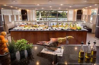 a buffet line with many different types of food at Pestana Vila Sol - Vilamoura Premium Golf Resort in Vilamoura
