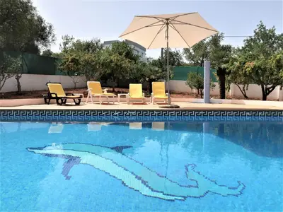 a swimming pool with a shark in the water at Holiday Home Monte Novo by Interhome in Paderne