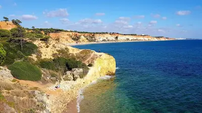an aerial view of a beach next to the ocean at Albufeira, Sea and old town view (32) in Albufeira