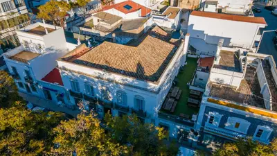 an overhead view of a building in a city at Hostel Casa d'Alagoa in Faro