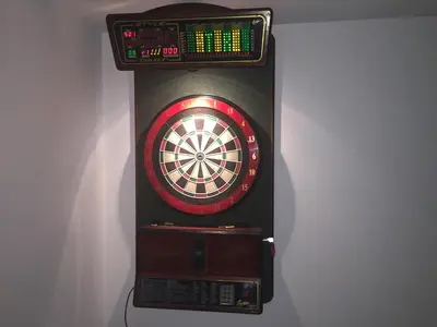a dart board with a red and white at Full private 300sqm Villa Jacuzzi Heated Pool Ideal & quiet location in Albufeira