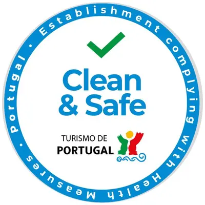 a logo for clean and safe at Prado do Golf in Vilamoura