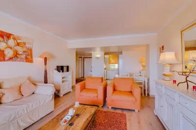 a living room with a couch and two chairs at São Vicente - 1Br - Facing to Marina in Quarteira