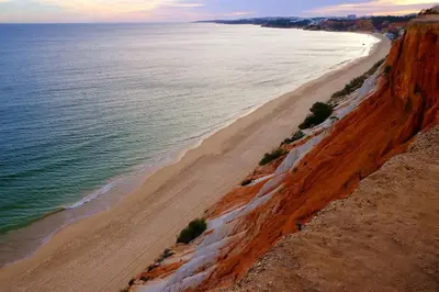 an aerial view of a beach next to the ocean at Marina Vilamoura - Aquamar 209 - By Vilamoura Sun in Vilamoura