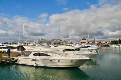 a bunch of boats are docked in a harbor at Amora Villa Sacha in Vilamoura