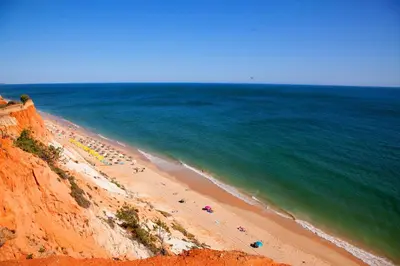 a beach with a bunch of people and the ocean at Acoteias Studio by be@home in Albufeira