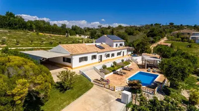 an aerial view of a house with a swimming pool at Casa Katarina - Private Villa - Heated pool - Free Wifi - Air Con in Tunes
