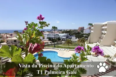 a view of the pool at the villa da piscina do apartments in at O Apartamento A Ramos Palmeira Galé Está inserido num Condomínio com PISCINA, Fica apenas a 250 Metros da Praia da Galé - Apartamento com Ar Condicionado na Sala, Smart TV com Prime Vídeo e Cozinha Completa in Albufeira