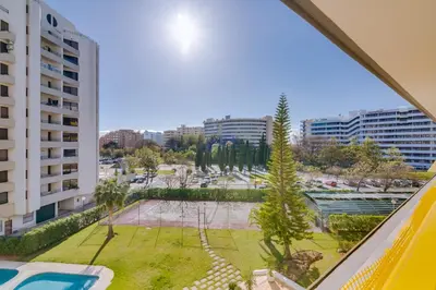 a view of a park from the balcony of a building at Varandas do Sul - Near Vilamoura Marina in Vilamoura