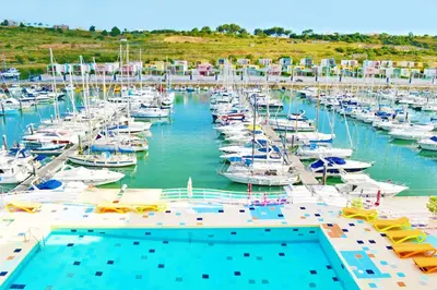 a group of boats docked in a marina at Apartment Mykonos by Algarve Vacation in Albufeira