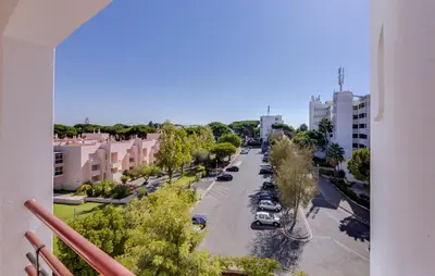 an aerial view of a city street with cars at Village Atlântico Apartment in Vilamoura