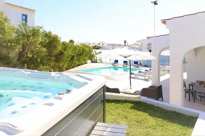 a hot tub on the balcony of a villa at Villa Namora - Private Swimming pool & Hot Jacuzzi in Albufeira