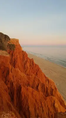 a sandy beach next to a beach with the ocean at Sandy Beach apartment in Albufeira