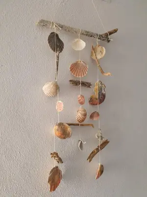 a group of shells hanging on a wall at Casa Albufeira in Albufeira