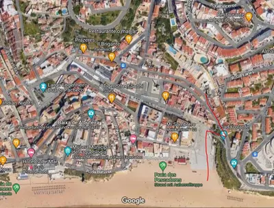 a map of a city with yellow pointers at Apartamento Varandas do Mar in Albufeira