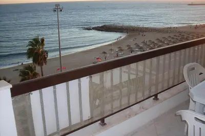 a balcony with a view of the beach and the ocean at Quarteira, Algarve - Seaview - Horizonte Mar in Quarteira