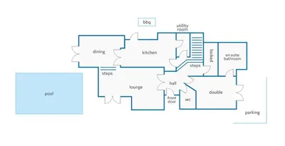 a block diagram of an attic bathroom at Villa Miraflores by Villa Plus in Albufeira