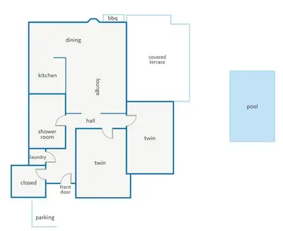 a black floor plan of a house at Villa Eliza by Villa Plus in Albufeira