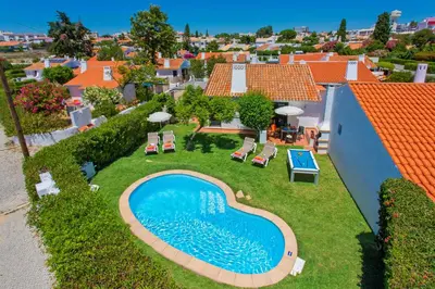 an overhead view of a swimming pool in a yard at Villa Sueste by Villa Plus in Albufeira
