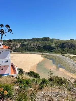 a house on a hill next to a beach at Casa Roos Loïs in Albufeira