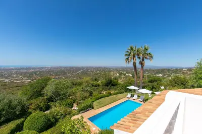 an aerial view of a villa with a swimming pool at Villa Saragoça in Loulé