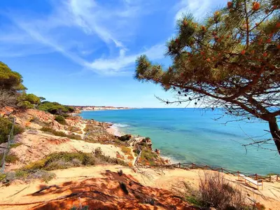 a view of a beach with buildings and the ocean at AlbufeiraOrada BlueSky by Be Cherish in Albufeira
