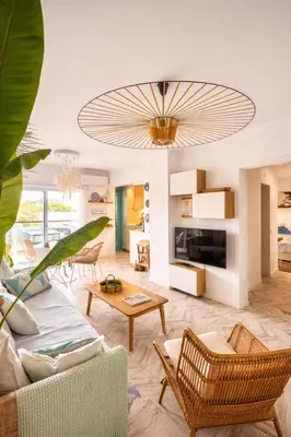 a living room with a couch and a table at Mamma Mia CITY CENTER in Vilamoura