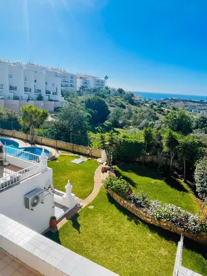 an aerial view of the garden of a hotel at Ocean View Skyline Apartment ‚Hakuna Matata‘ in Albufeira