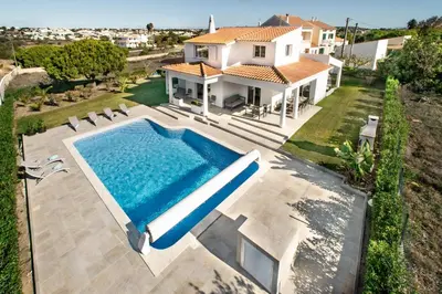 an aerial view of a house with a swimming pool at Silva by Algarve Villa Holidays in Albufeira
