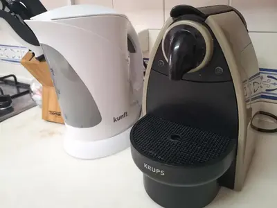 a coffee maker is sitting on a counter at Apartamento Pateo - Algarve - BY BEDZY in Albufeira