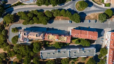 an overhead view of a building and a street at Sun House by LovelyStay in Albufeira