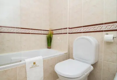 a bathroom with a toilet and a bath tub at Vilamoura Apartment Jacaranda - By Dalma Portuguesa in Vilamoura