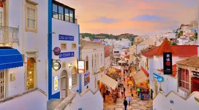 an overhead view of a city street with buildings at In Downtown - Villa Serenity in Albufeira