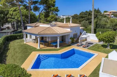 an aerial view of a house with a swimming pool at Villa Casa Sophia by Villa Plus in Olhos de Água