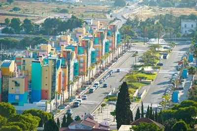 a view of a city with a road and buildings at One Bedroom Apartment Marina View in Albufeira