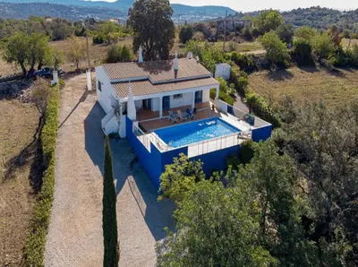 an aerial view of a house with a swimming pool at Luxury Algarve Villa 3 Bedrooms Casa Martins Private Pool Rural Setting Loule in Loulé