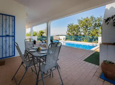 an overhead view of a house with a swimming pool at Luxury Algarve Villa 3 Bedrooms Casa Martins Private Pool Rural Setting Loule in Loulé
