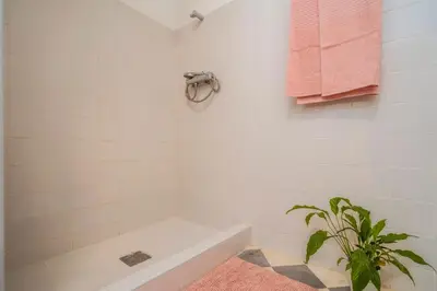 a bathroom with a tub and a plant in it at Female Hostel in Faro