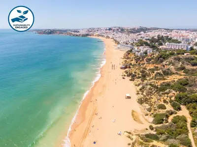 an aerial view of a beach in positano at Apartment Brisbane by Algarve Vacation in Albufeira