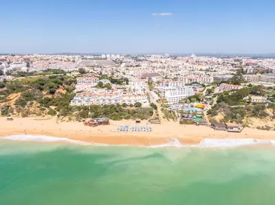 an aerial view of a beach with buildings at Apartment Brisbane by Algarve Vacation in Albufeira