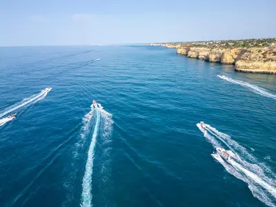 a group of boats in the water at Apartment Montego Bay by Algarve Vacation in Albufeira