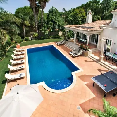 an image of a swimming pool in a backyard at Villa Millennium luxury villa relaxing location in Almancil