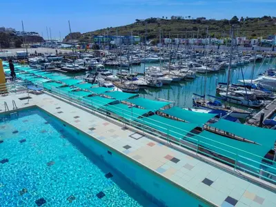 a group of boats docked in a marina at Luxury 1 Bedroom Apartment, Marina de Albufeira3 in Albufeira