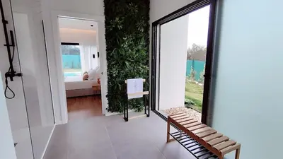 a room with a view of a bedroom with a window at Valverde 3 Villa, Vilamoura, Algarve, only 5 minutes from Marina, Golf and Beach in Quarteira