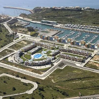 an aerial view of a harbor with a marina at Casa Dos Reis - Albufeira, Center in Albufeira