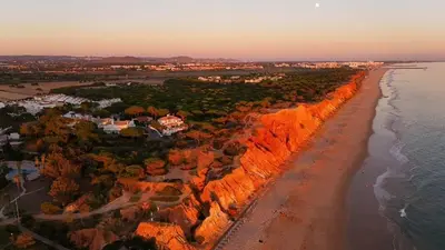 an aerial view of a beach and the ocean at PARADISE ON THE BEACH in Albufeira